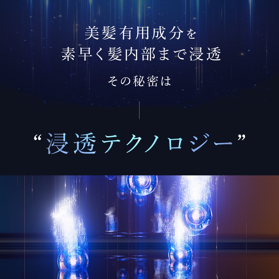 美髪有用成分を素早く髪内部まで浸透。その秘密は“浸透テクノロジー”。